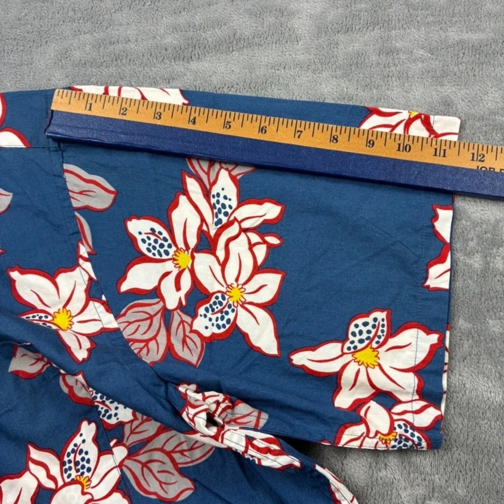 Banana Republic Mens Blue Floral Cotton Short Sleeve Camp Hawaiian Shirt Large